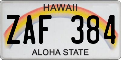 HI license plate ZAF384