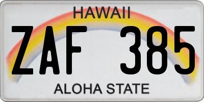 HI license plate ZAF385