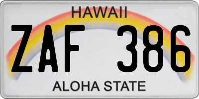 HI license plate ZAF386