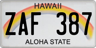 HI license plate ZAF387
