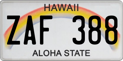 HI license plate ZAF388