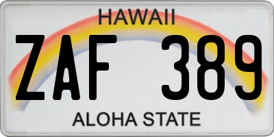 HI license plate ZAF389