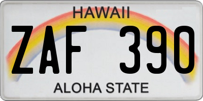 HI license plate ZAF390