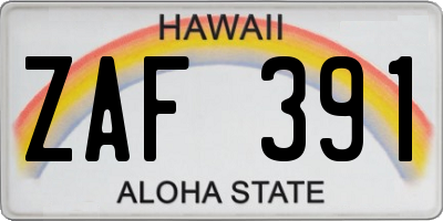 HI license plate ZAF391