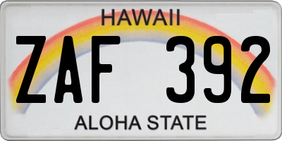 HI license plate ZAF392