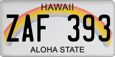 HI license plate ZAF393