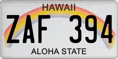 HI license plate ZAF394