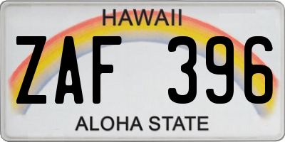 HI license plate ZAF396