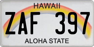HI license plate ZAF397
