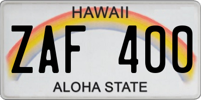 HI license plate ZAF400