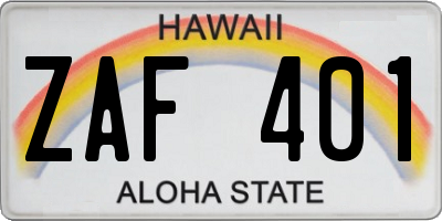 HI license plate ZAF401