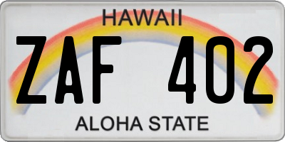 HI license plate ZAF402