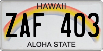 HI license plate ZAF403
