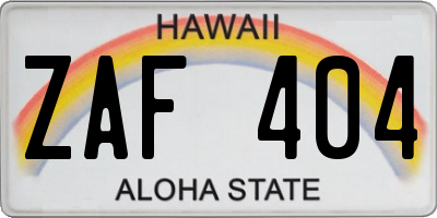 HI license plate ZAF404