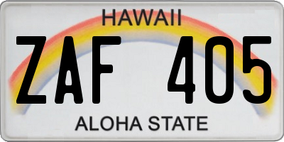 HI license plate ZAF405