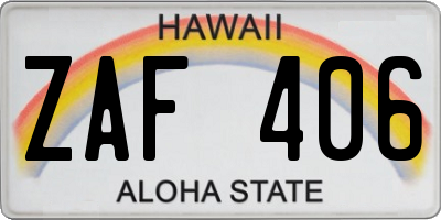 HI license plate ZAF406