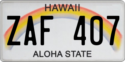 HI license plate ZAF407