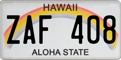 HI license plate ZAF408