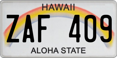 HI license plate ZAF409