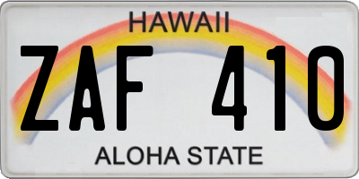 HI license plate ZAF410