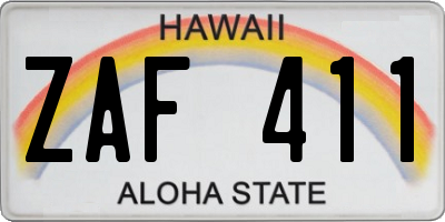 HI license plate ZAF411
