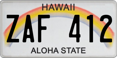 HI license plate ZAF412