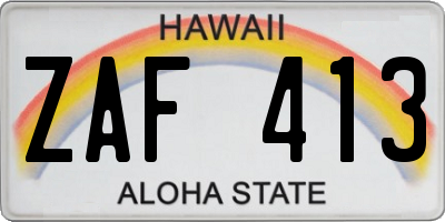 HI license plate ZAF413