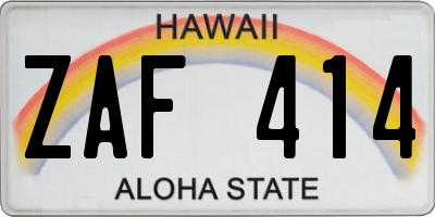 HI license plate ZAF414