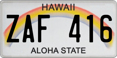 HI license plate ZAF416