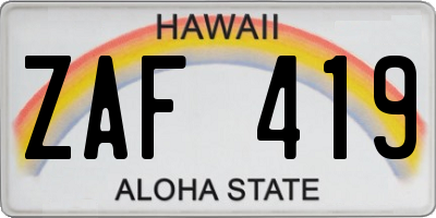HI license plate ZAF419