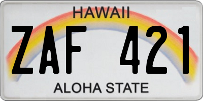 HI license plate ZAF421