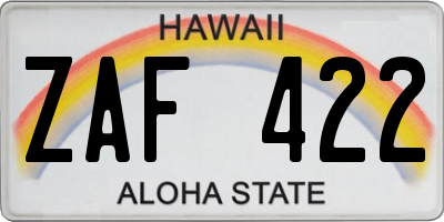 HI license plate ZAF422