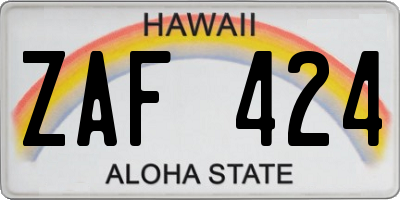 HI license plate ZAF424