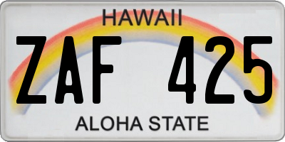 HI license plate ZAF425