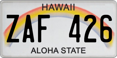HI license plate ZAF426