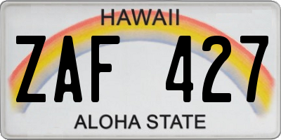 HI license plate ZAF427