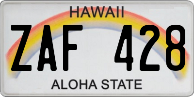 HI license plate ZAF428