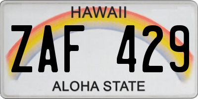 HI license plate ZAF429