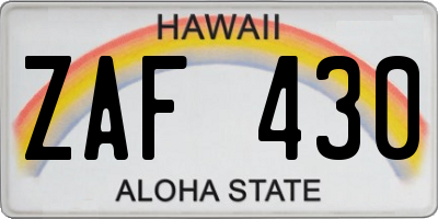 HI license plate ZAF430