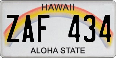 HI license plate ZAF434