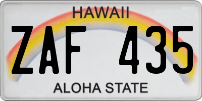 HI license plate ZAF435