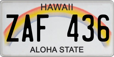 HI license plate ZAF436