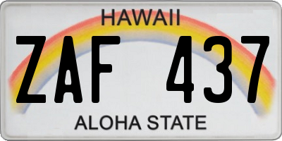 HI license plate ZAF437