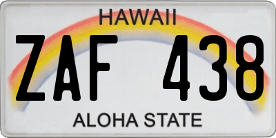 HI license plate ZAF438