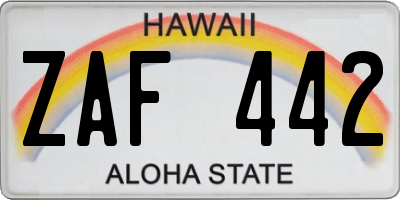 HI license plate ZAF442