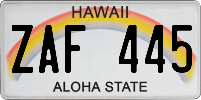 HI license plate ZAF445