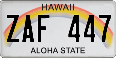 HI license plate ZAF447