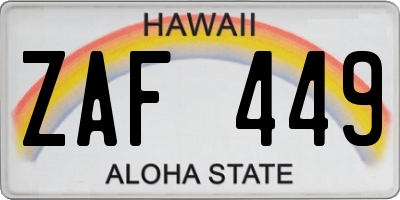 HI license plate ZAF449