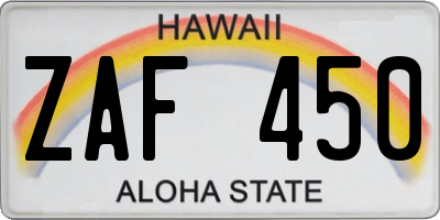 HI license plate ZAF450