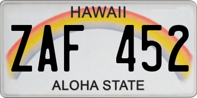 HI license plate ZAF452